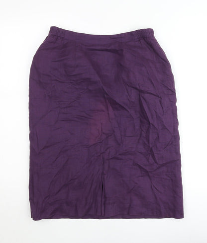 Penny Plain Women’s Purple Linen Pencil Skirt Size 14