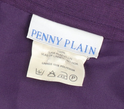 Penny Plain Women’s Purple Linen Pencil Skirt Size 14