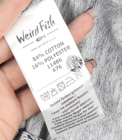Weird Fish Women's Grey Floral Shift Dress Size 12 Long Sleeve
