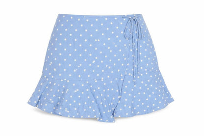 Pull & Bear Women Blue Polka Dot Wrap Skirt XS Viscose