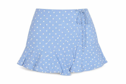 Pull & Bear Women Blue Polka Dot Wrap Skirt XS Viscose