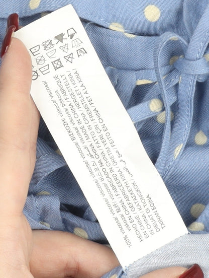 Pull & Bear Women Blue Polka Dot Wrap Skirt XS Viscose