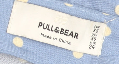 Pull & Bear Women Blue Polka Dot Wrap Skirt XS Viscose