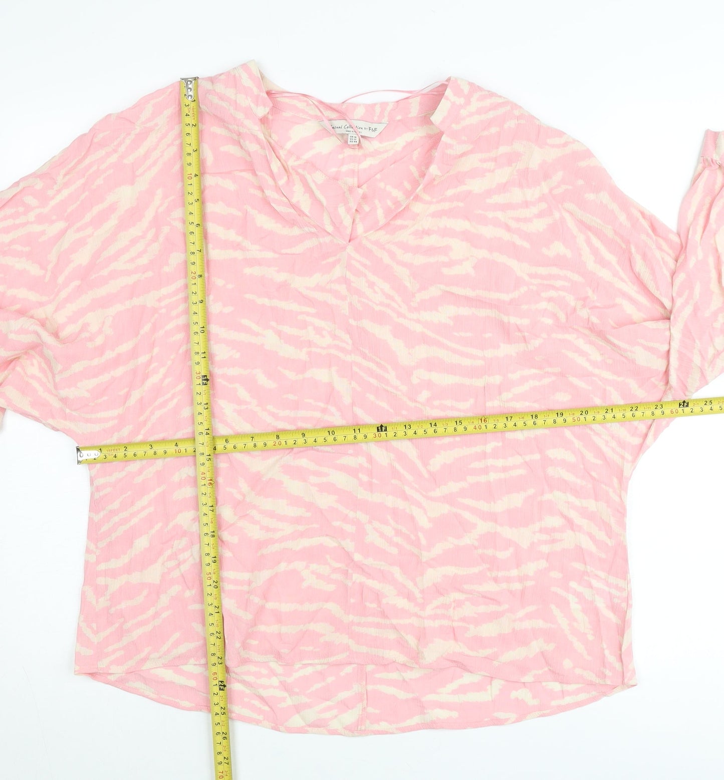 F&F Women’s Pink Animal Print Viscose Tunic Blouse UK 16