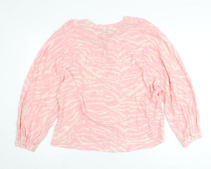 F&F Women’s Pink Animal Print Viscose Tunic Blouse UK 16