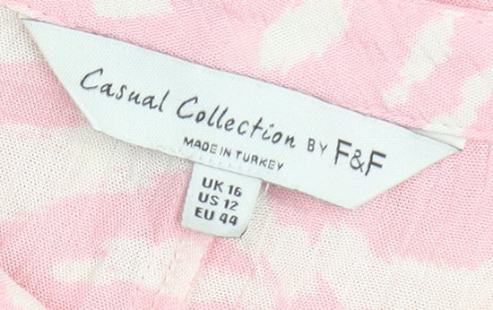 F&F Women’s Pink Animal Print Viscose Tunic Blouse UK 16