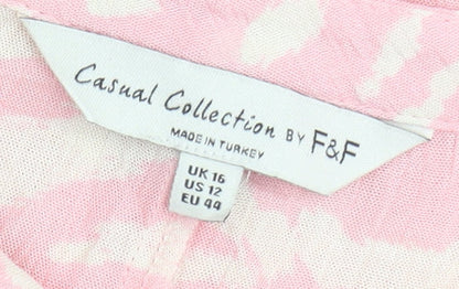 F&F Women’s Pink Animal Print Viscose Tunic Blouse UK 16