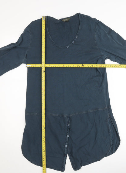 Sandwich Women’s Blue Cotton Tunic Blouse XL 3/4 Sleeve Scoop Neck
