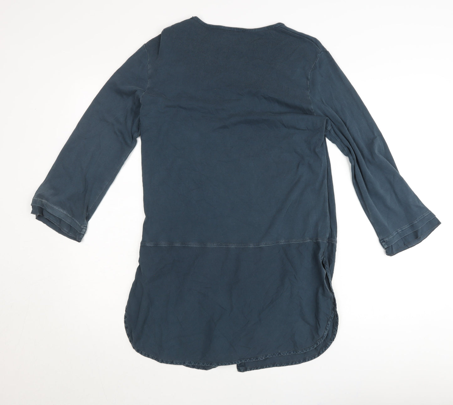 Sandwich Women’s Blue Cotton Tunic Blouse XL 3/4 Sleeve Scoop Neck