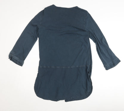 Sandwich Women’s Blue Cotton Tunic Blouse XL 3/4 Sleeve Scoop Neck