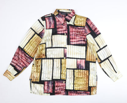 Your Sense Women’s Multicoloured Geometric Button-Up Shirt Size 18