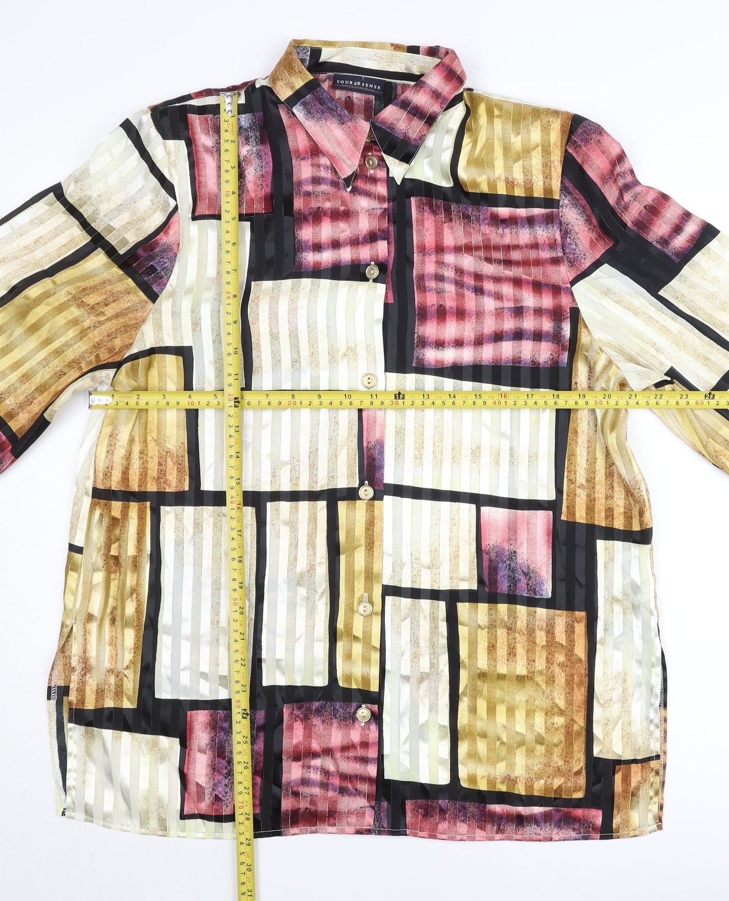 Your Sense Women’s Multicoloured Geometric Button-Up Shirt Size 18