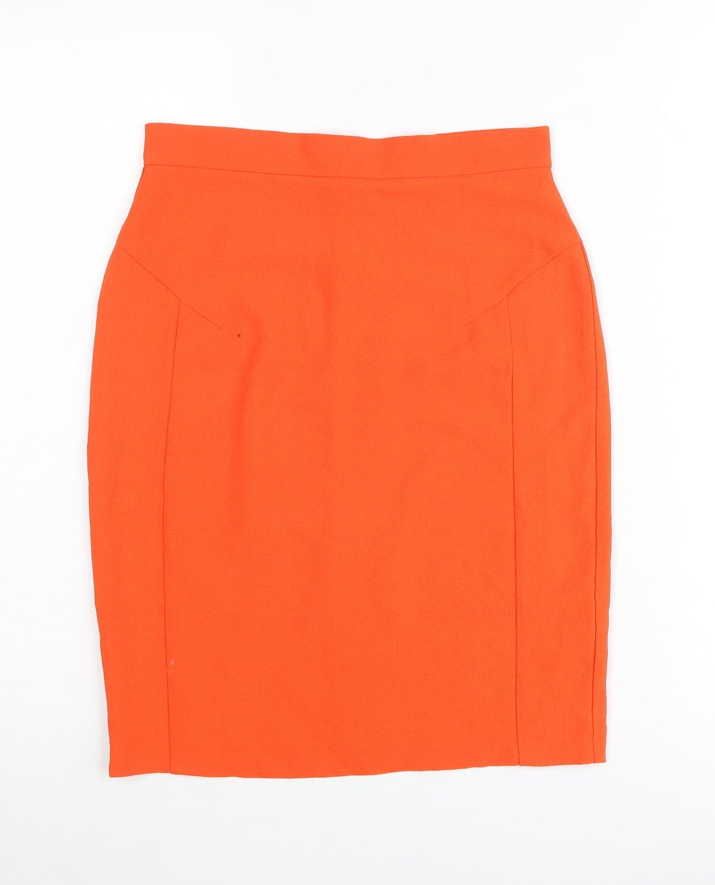 Topshop Women Orange UK 8 Pencil Skirt High Waist Stretch Zip