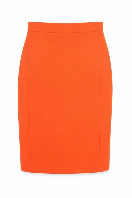 Topshop Women Orange UK 8 Pencil Skirt High Waist Stretch Zip