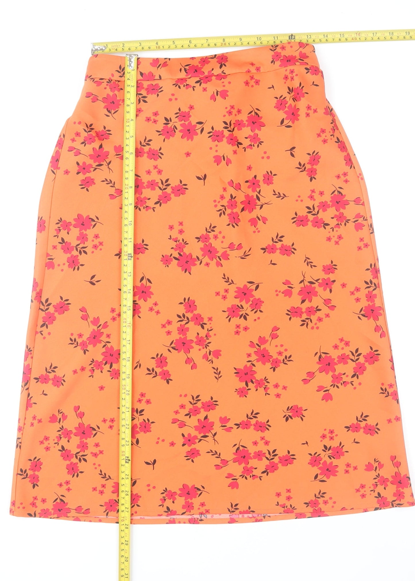 Dannii Minogue Petites Women’s Orange Floral Knee Length Pencil Skirt Size 8