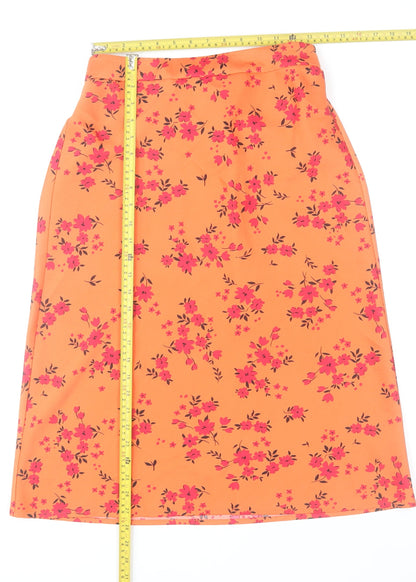 Dannii Minogue Petites Women’s Orange Floral Knee Length Pencil Skirt Size 8