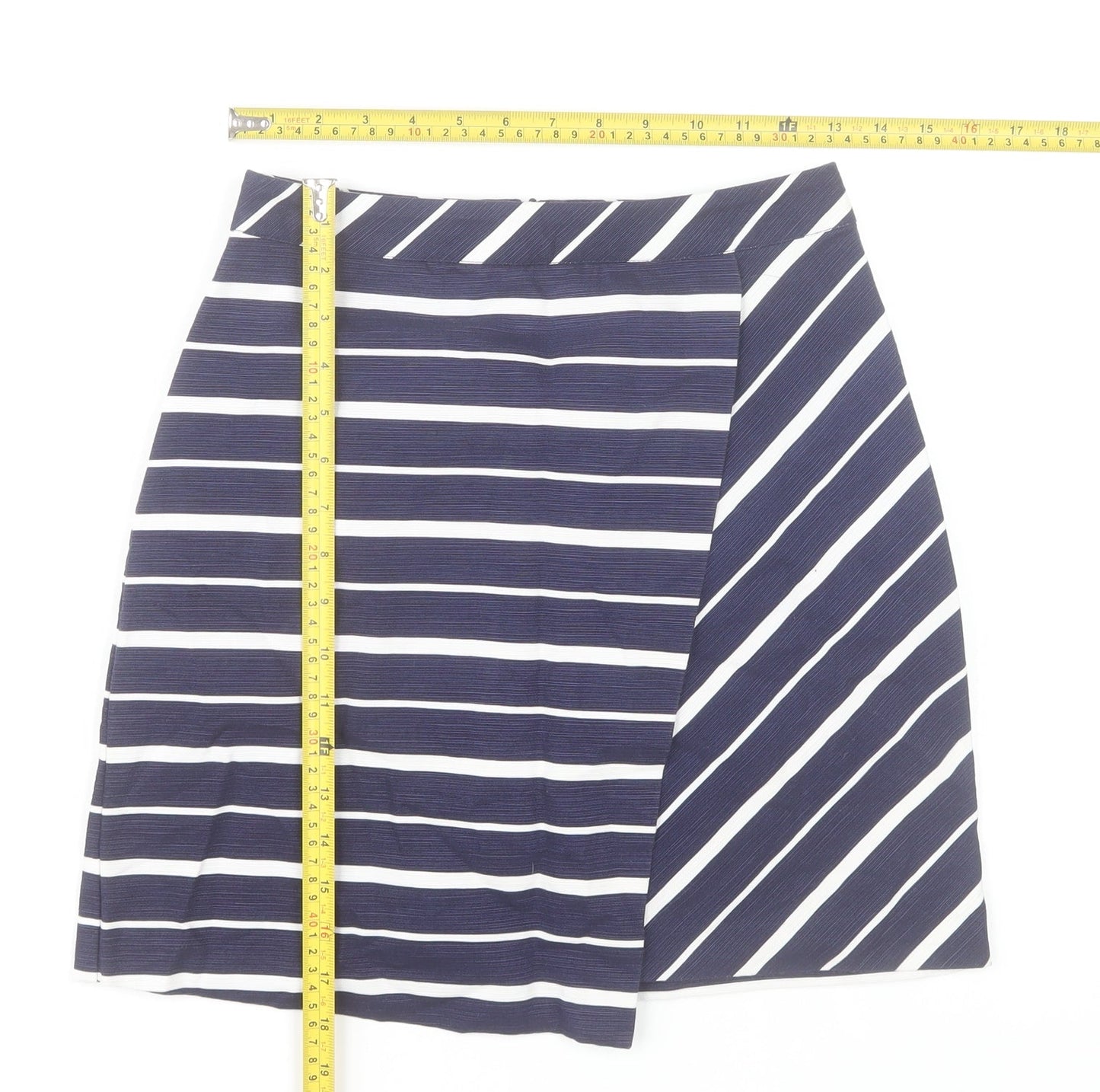 Warehouse Women’s Blue Striped Cotton Pencil Skirt Size 6