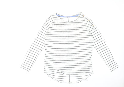 Next Women’s White Striped Boat Neck Long Sleeve T-Shirt Size 12