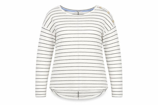 Next Women’s White Striped Boat Neck Long Sleeve T-Shirt Size 12