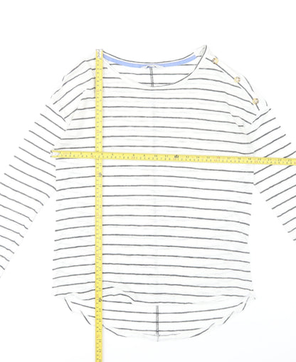 Next Women’s White Striped Boat Neck Long Sleeve T-Shirt Size 12