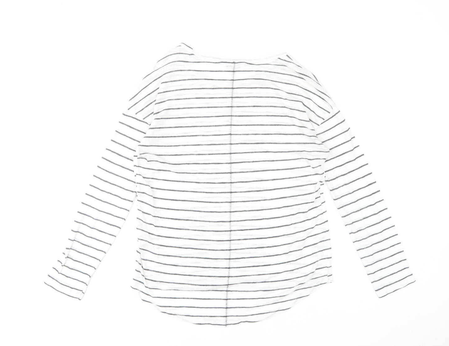 Next Women’s White Striped Boat Neck Long Sleeve T-Shirt Size 12