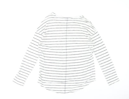 Next Women’s White Striped Boat Neck Long Sleeve T-Shirt Size 12
