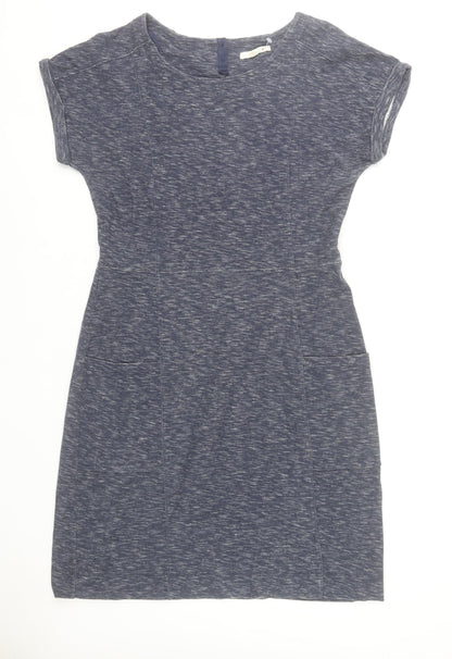 White Stuff Women’s Blue Cotton Shift Dress Size 14 Short Sleeve