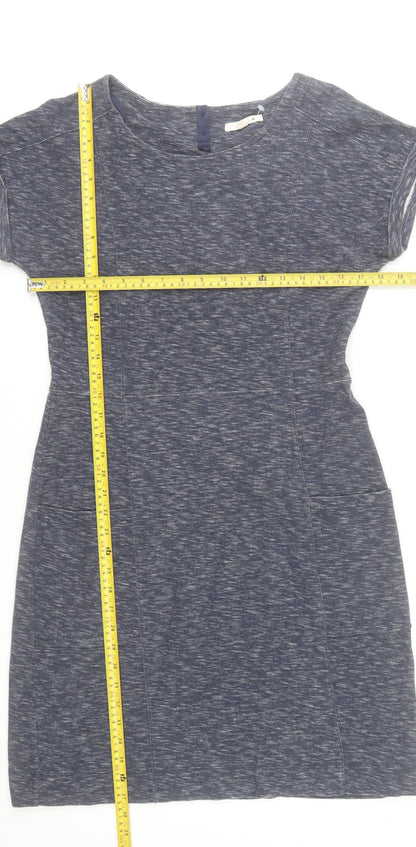White Stuff Women’s Blue Cotton Shift Dress Size 14 Short Sleeve