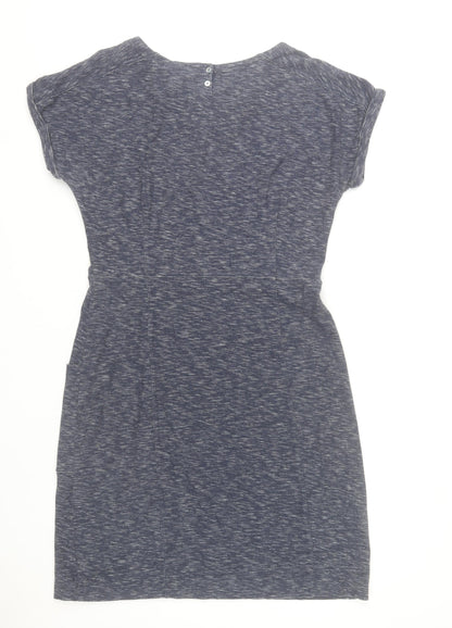 White Stuff Women’s Blue Cotton Shift Dress Size 14 Short Sleeve