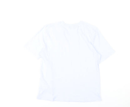 Marks and Spencer Womens Pale Blue T-Shirt Size 10 Cotton Embroidered