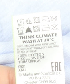 Marks and Spencer Womens Pale Blue T-Shirt Size 10 Cotton Embroidered