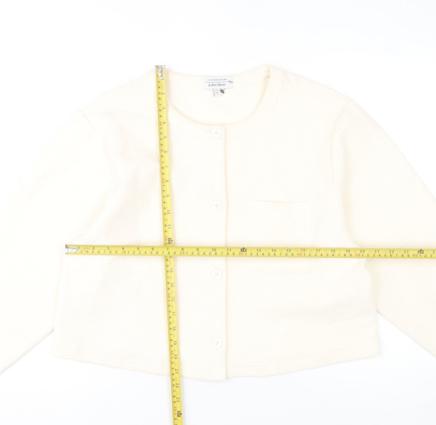 & Other Stories Women Ivory Cotton Cropped Jacket Size 14