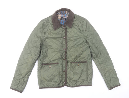 Topshop Women’s Green Quilted Jacket UK 8 Casual Outdoor