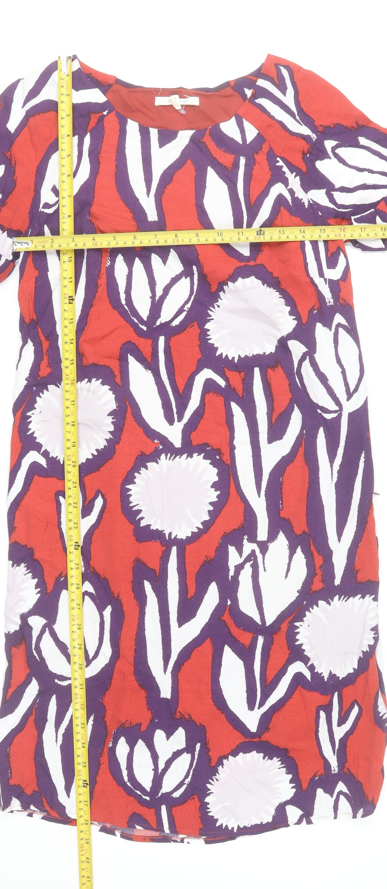 White Stuff Women’s Red Purple Floral Shift Dress Size 8