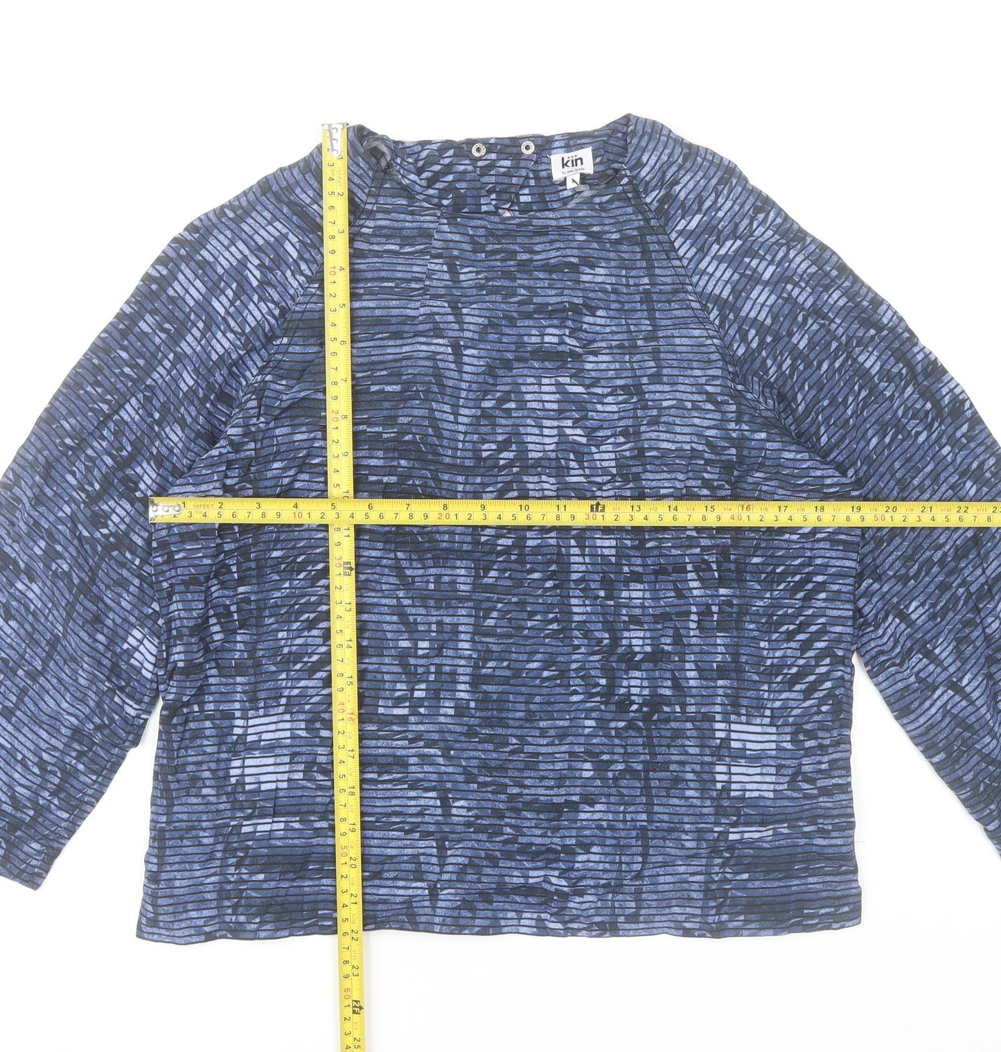 Kin by John Lewis Women’s Blue Striped Viscose Blouse Size 8