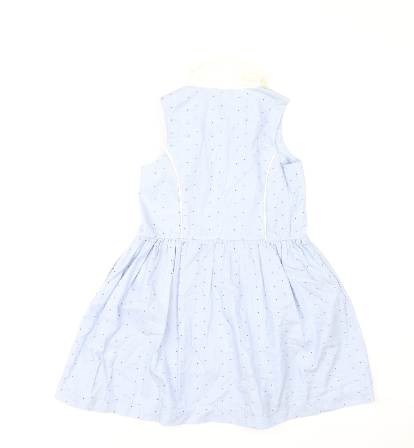 Jessie and James Girls Blue Cotton Polka Dot Shirt Dress 10 Years