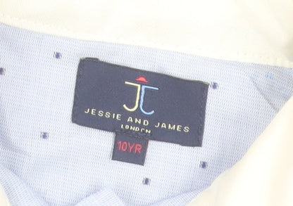Jessie and James Girls Blue Cotton Polka Dot Shirt Dress 10 Years