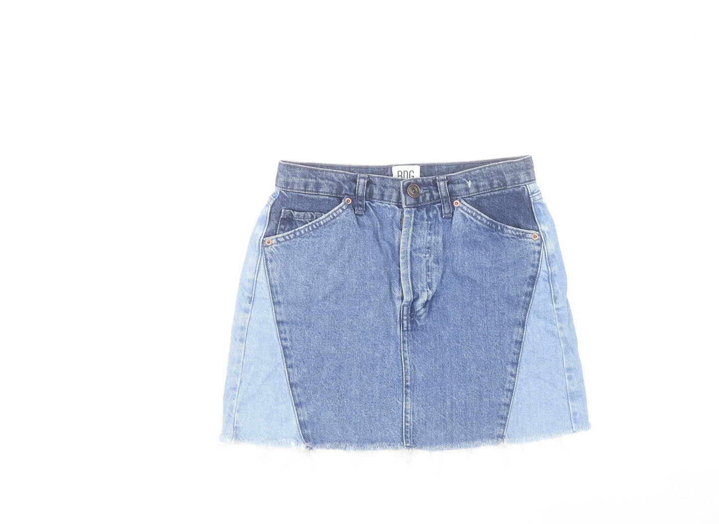 BDG Urban Outfitters Women’s Blue Denim Mini Skirt Size S Cotton Fringe
