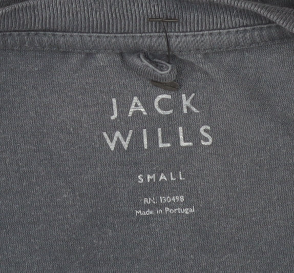 Jack Wills Men Grey Small Cotton Crew Neck Short Sleeve T-Shirt