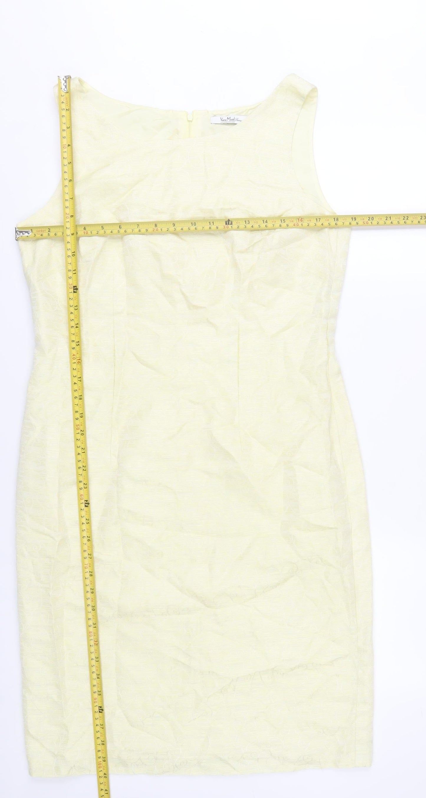Vera Mont Women’s Yellow Sleeveless Sheath Dress Size 16