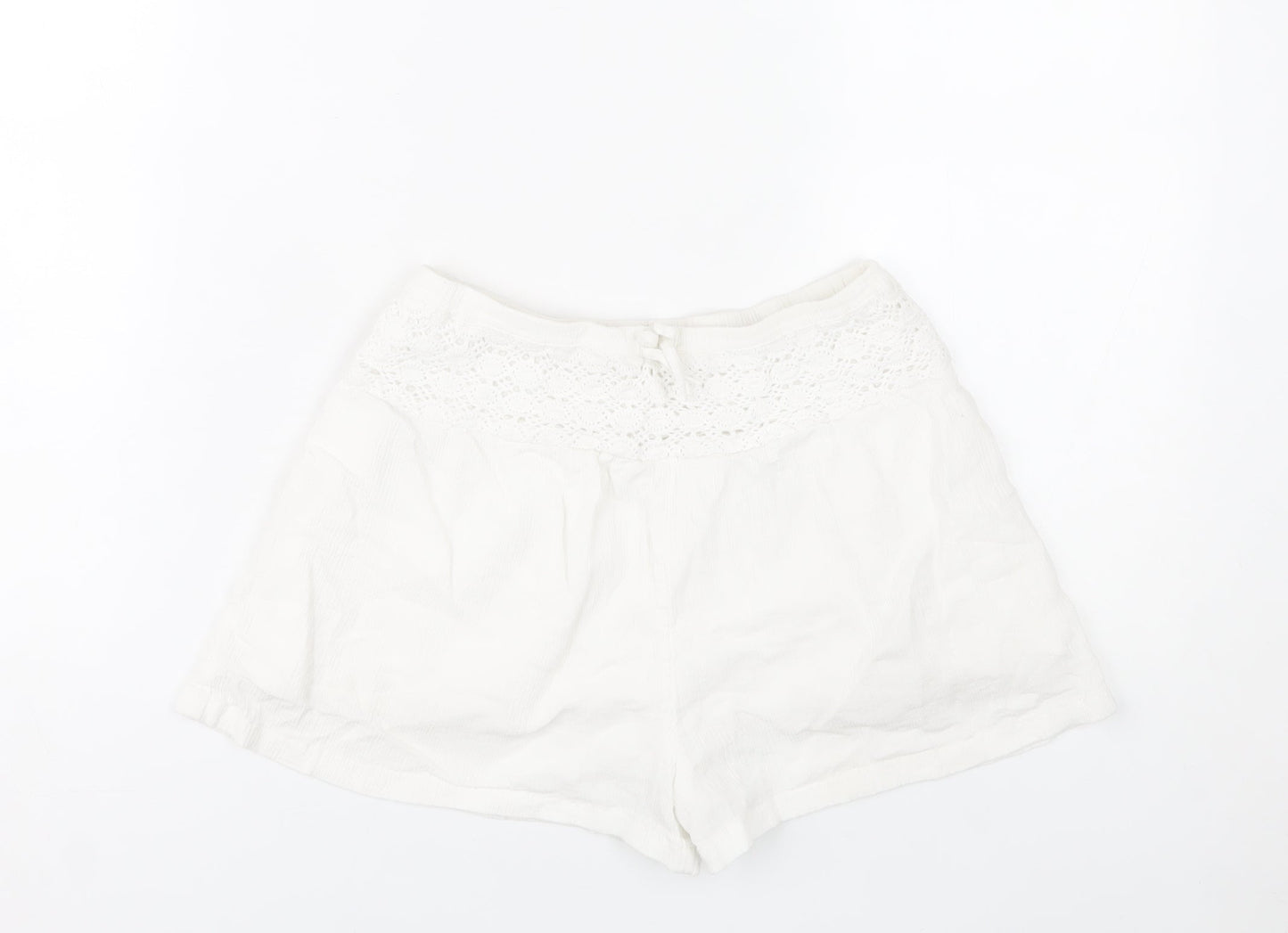 Marks and Spencer Girls White Cotton Lace Trim Shorts Size 10-11Y
