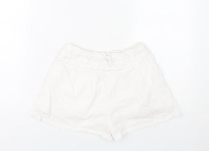 Marks and Spencer Girls White Cotton Lace Trim Shorts Size 10-11Y