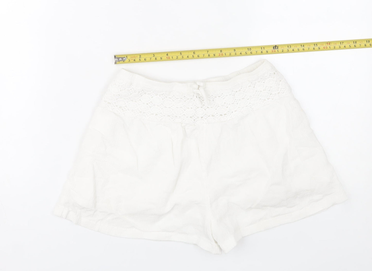 Marks and Spencer Girls White Cotton Lace Trim Shorts Size 10-11Y