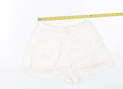 Marks and Spencer Girls White Cotton Lace Trim Shorts Size 10-11Y
