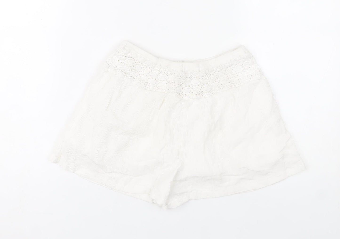 Marks and Spencer Girls White Cotton Lace Trim Shorts Size 10-11Y