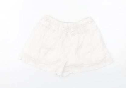 Marks and Spencer Girls White Cotton Lace Trim Shorts Size 10-11Y