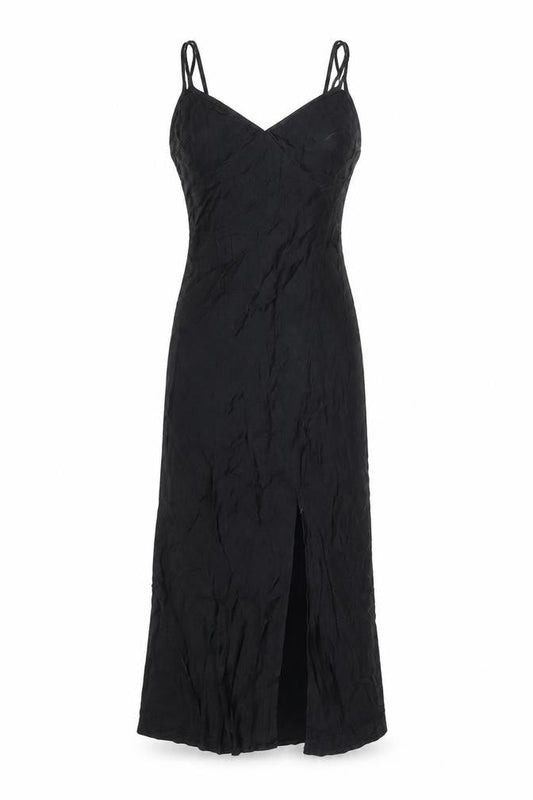 Bershka Women’s Black Viscose Slip Dress Size 8 Long Strappy
