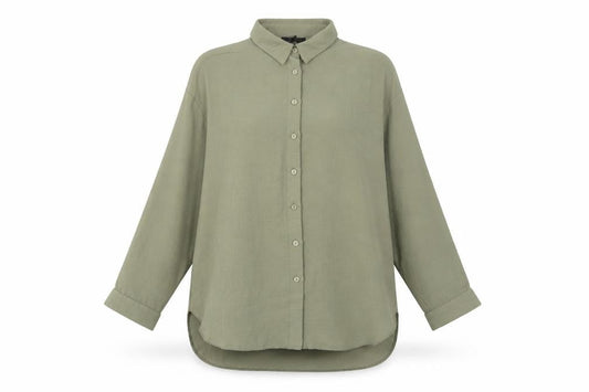 New Look Women’s Green Button-Up Shirt UK 10 Long Sleeve Polyester