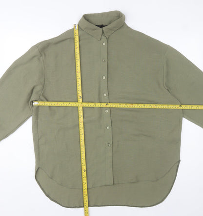 New Look Women’s Green Button-Up Shirt UK 10 Long Sleeve Polyester