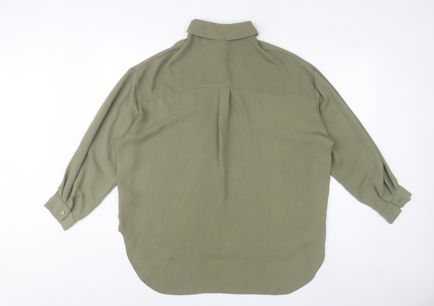New Look Women’s Green Button-Up Shirt UK 10 Long Sleeve Polyester